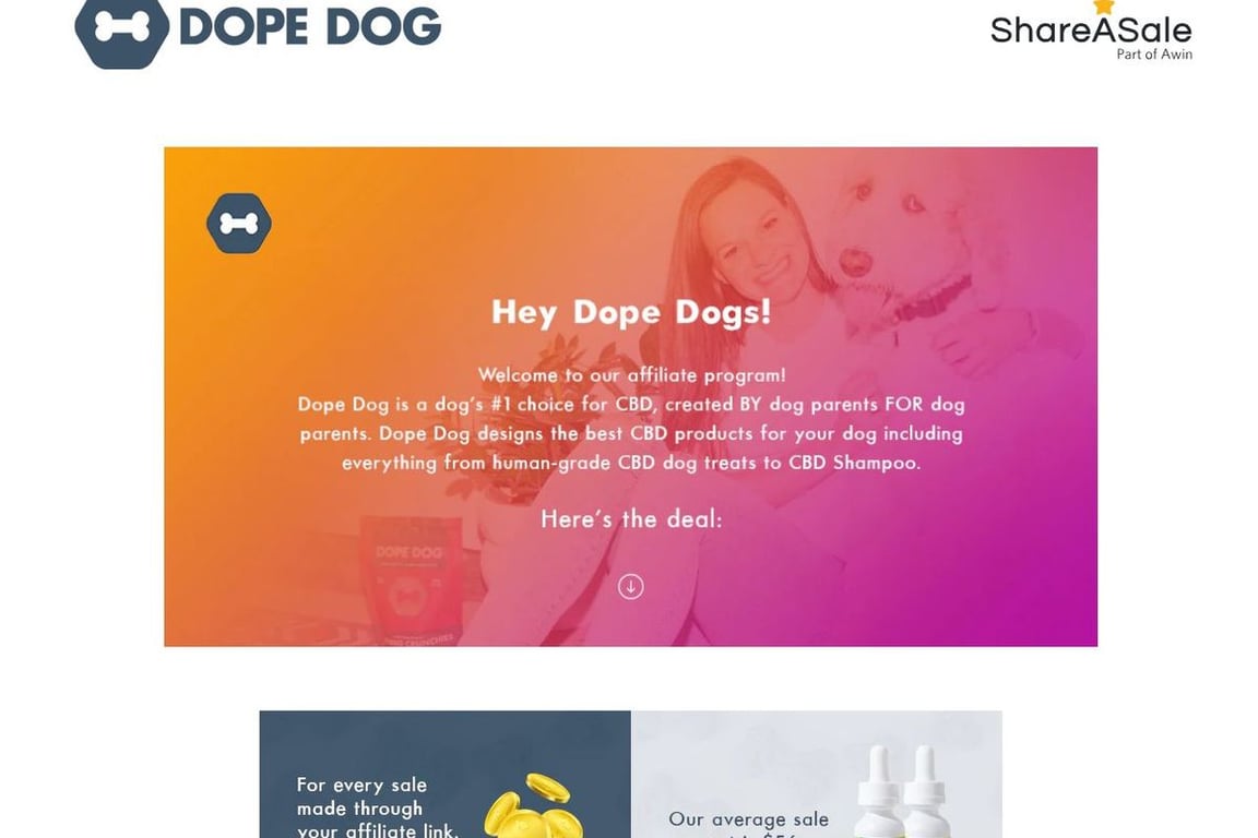 Dope Dog affiliate program signup page