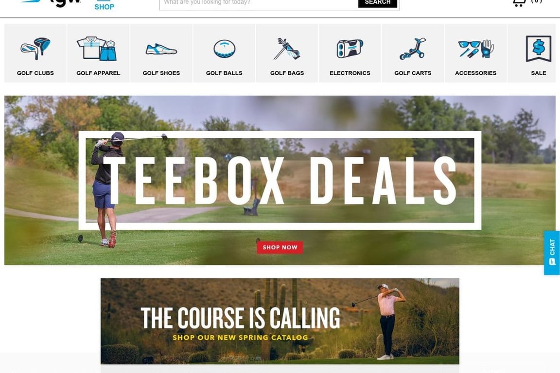 The Golf Warehouse homepage