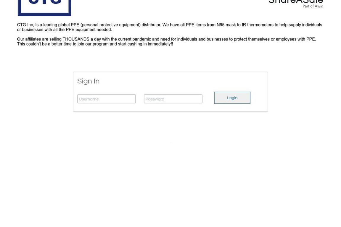 CTG Inc affiliate program signup page