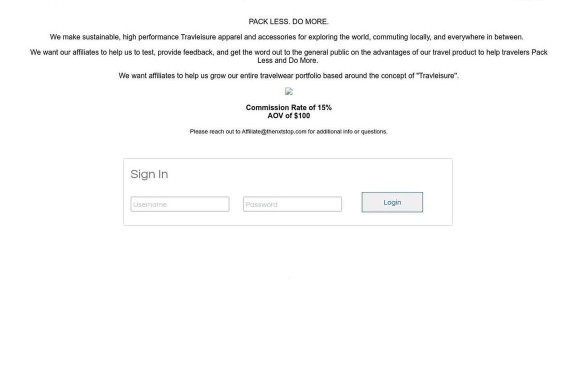 NxTSTOP Apparel affiliate program signup page