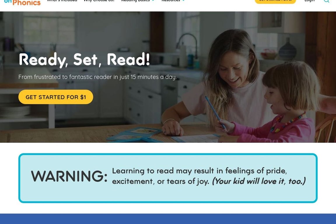 Hooked on Phonics homepage