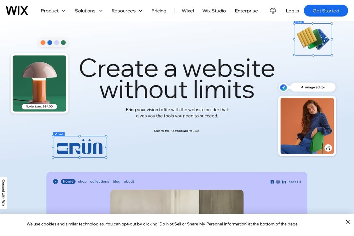 Wix homepage