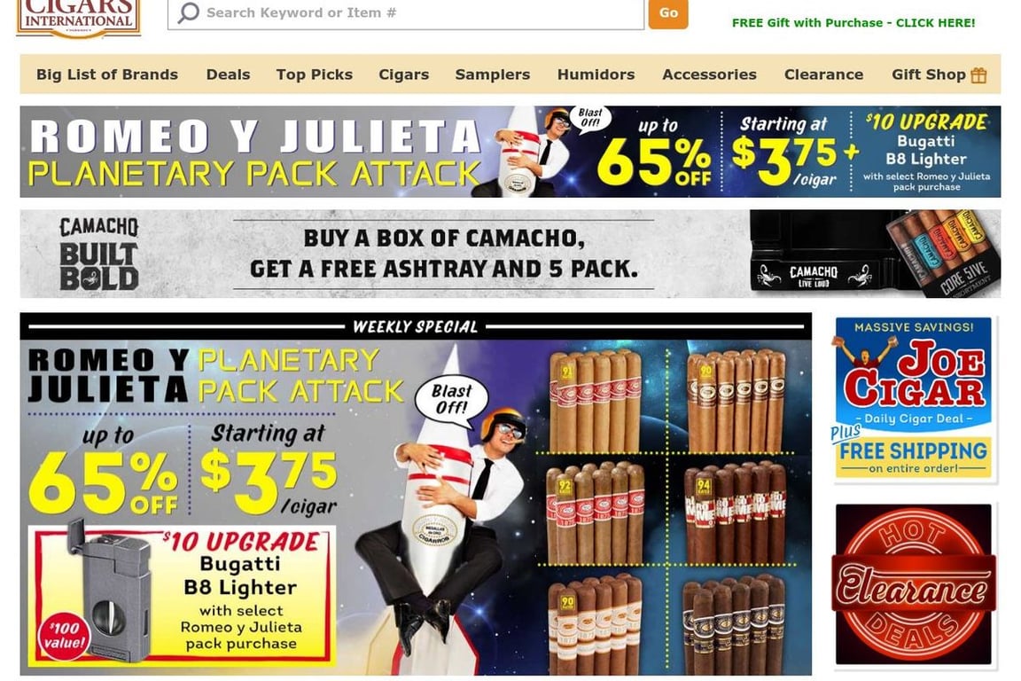 Cigars International homepage