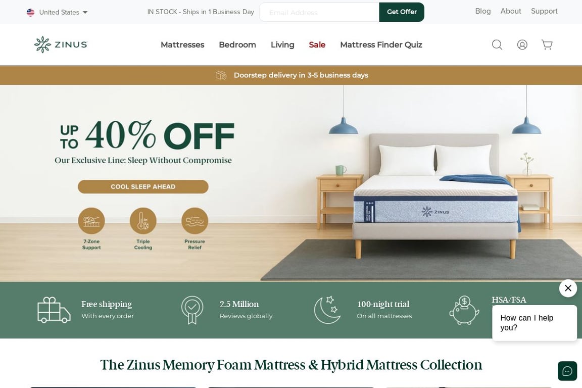 Zinus homepage