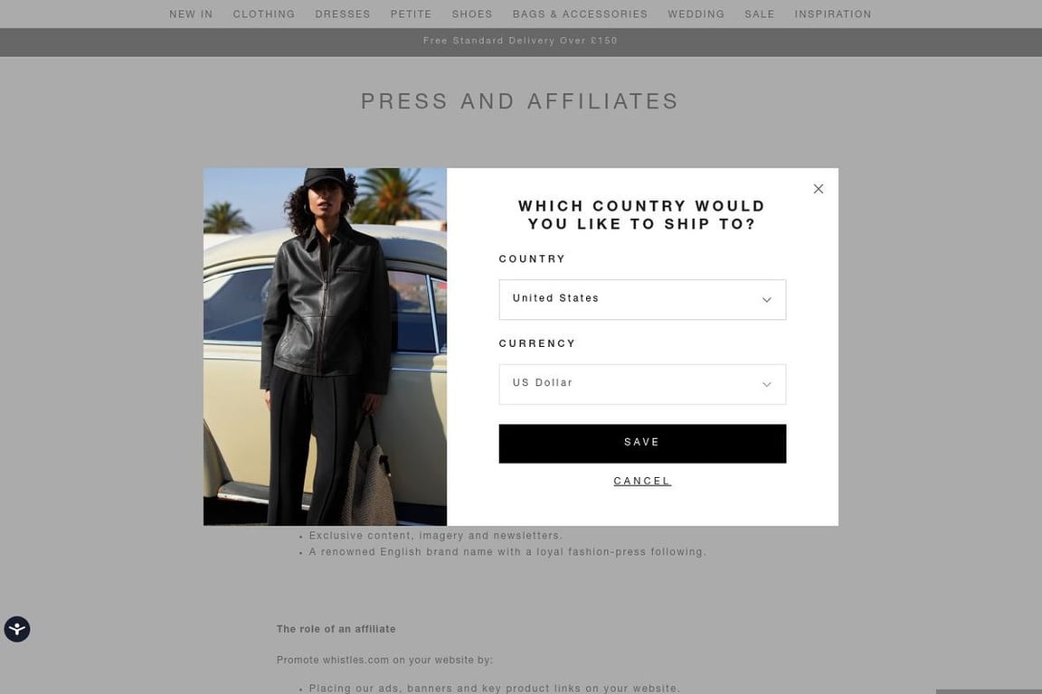 Whistles affiliate program signup page