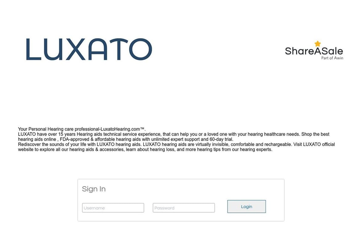 LUXATO HEARING affiliate program signup page
