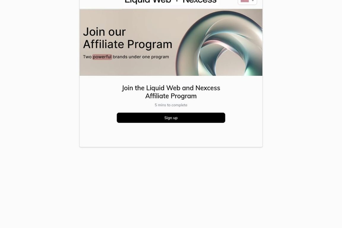 Liquid Web affiliate program signup page