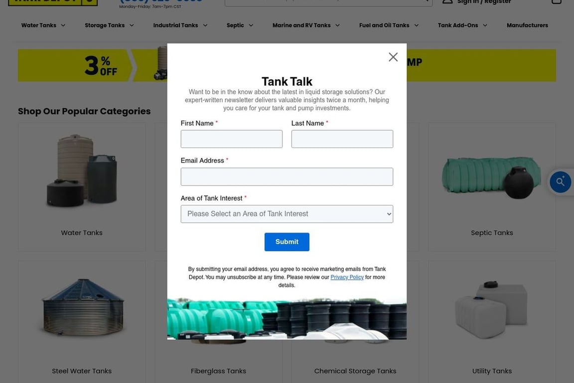 Tank Depot homepage