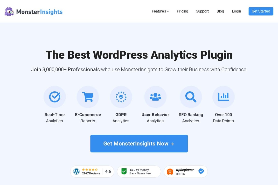 MonsterInsights homepage
