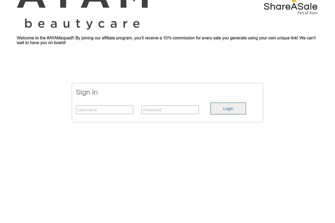 AYAM BEAUTYCARE affiliate program signup page