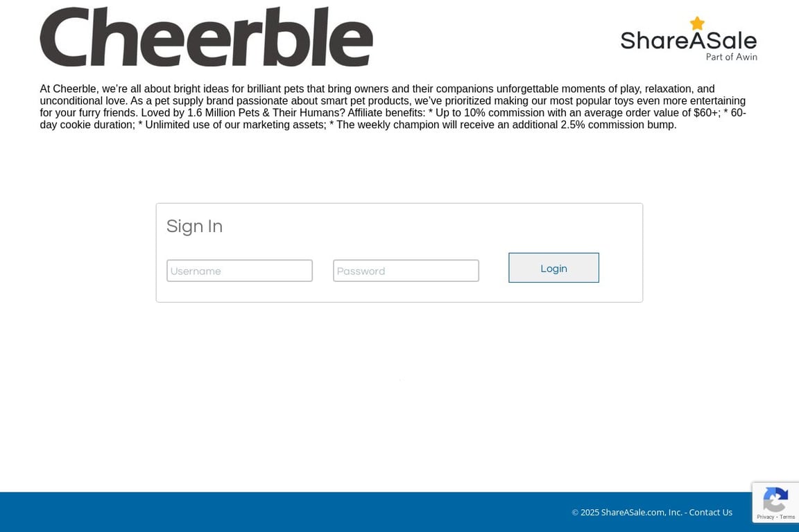 Cheerble affiliate program signup page