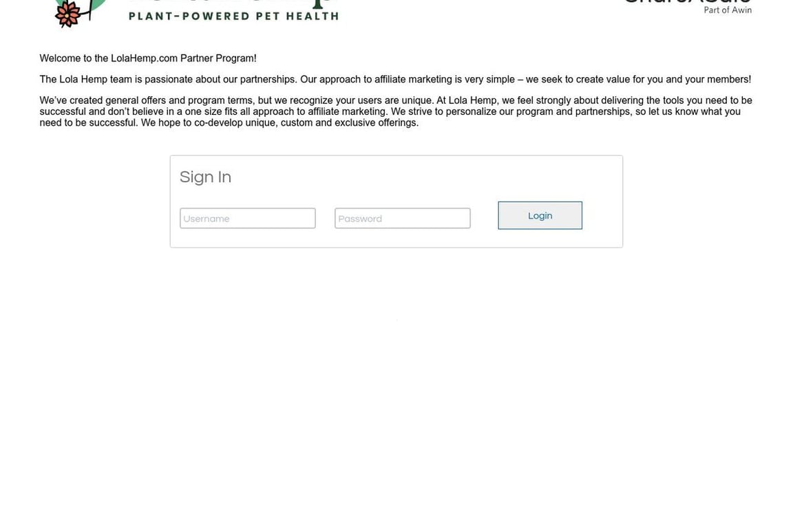 LolaHemp affiliate program signup page