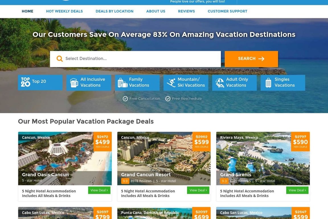 BookVIP.com homepage