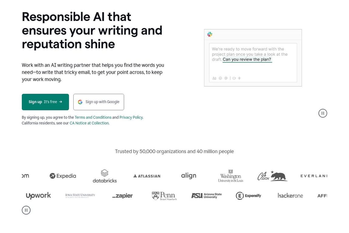Grammarly homepage