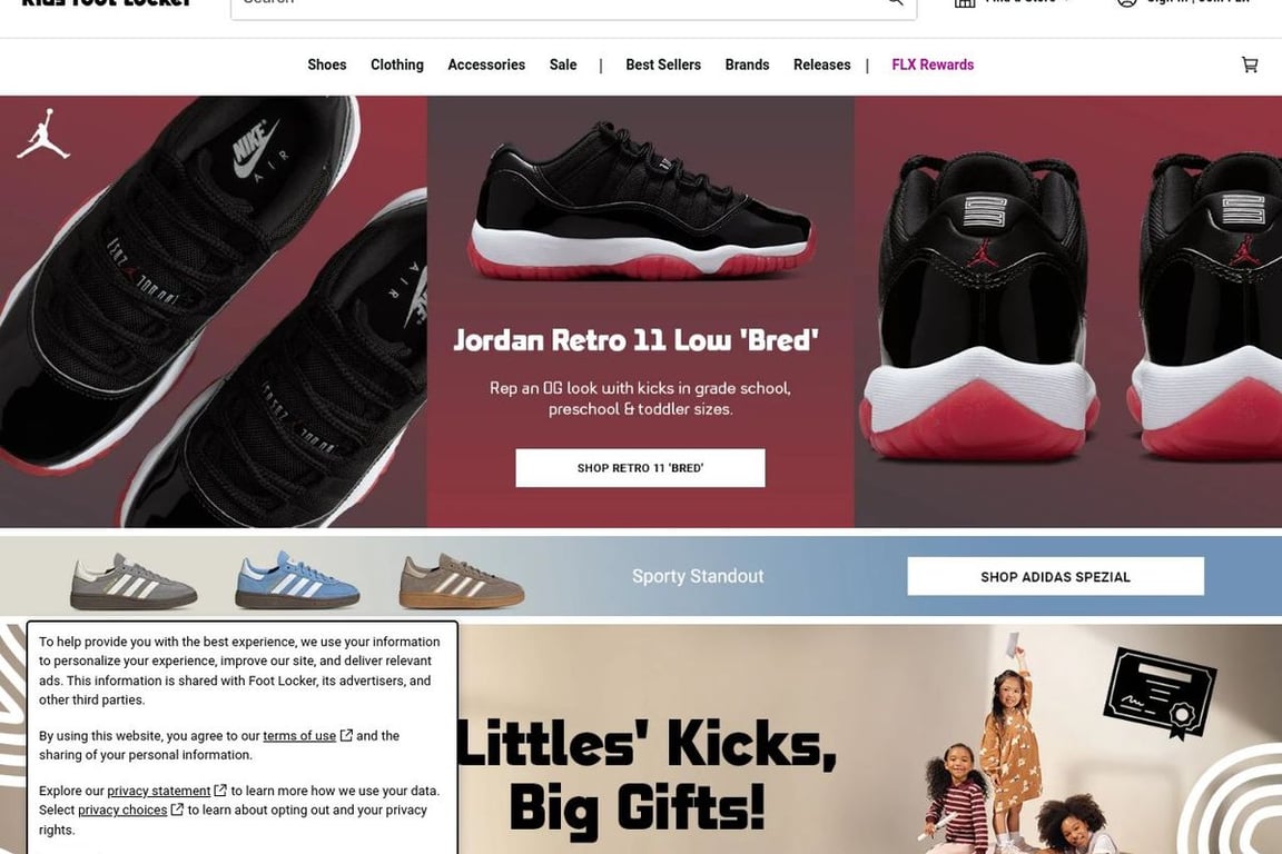 Kids Foot Locker homepage