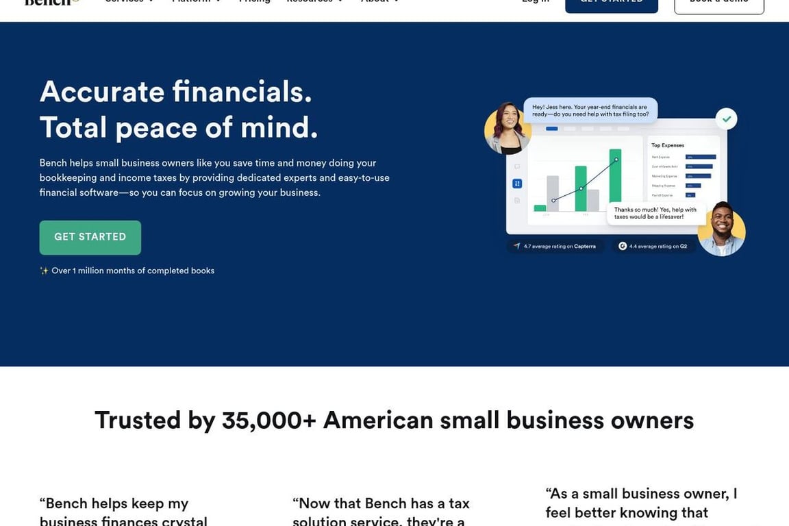 Bench Accounting homepage