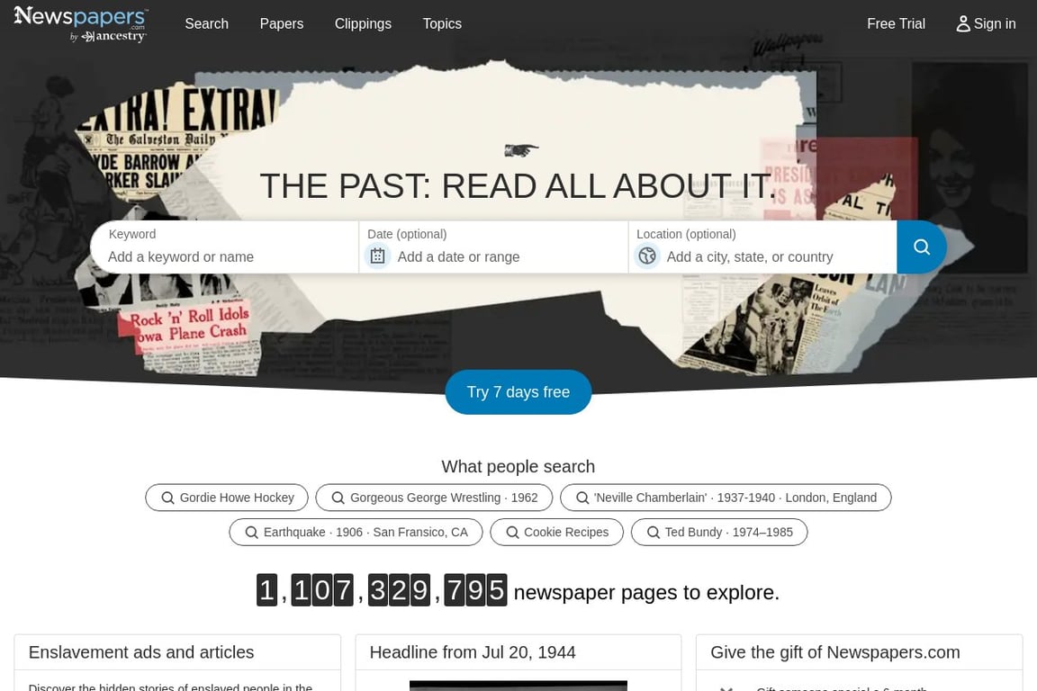 Newspapers.com homepage