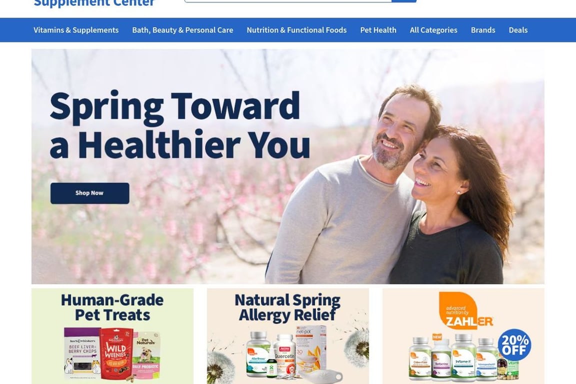 Professional Supplement Center homepage