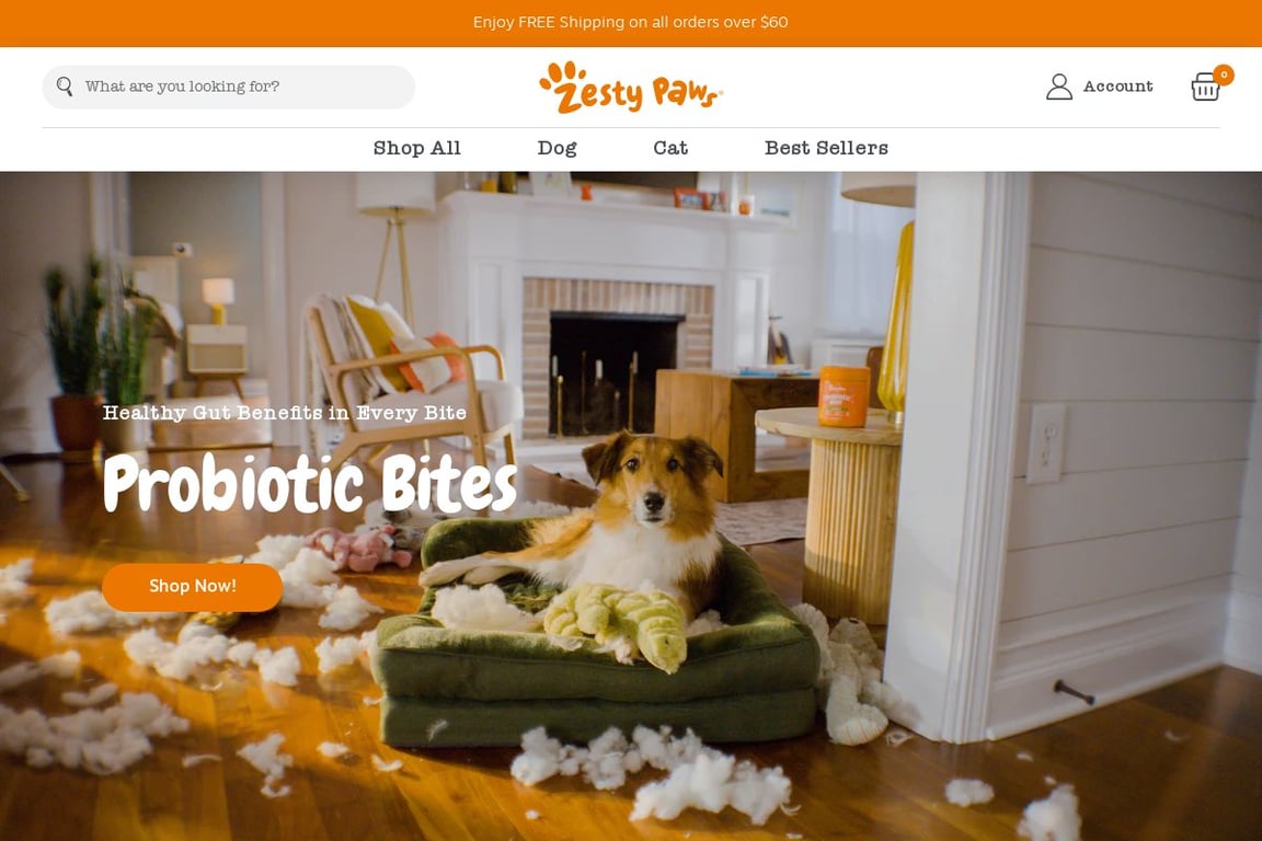 Zesty Paws homepage