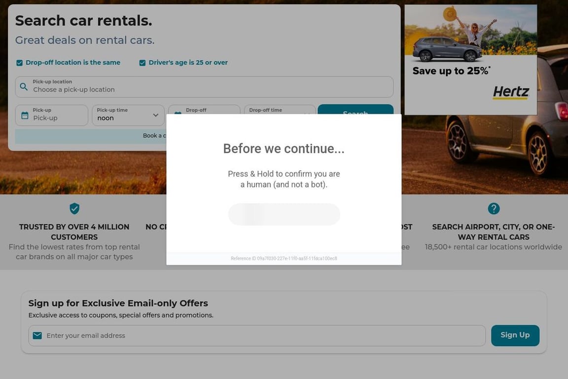 AirportRentalCars.com homepage