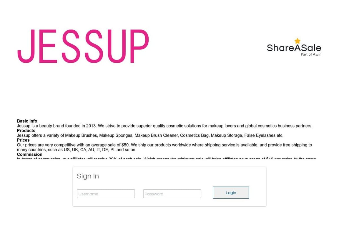 Jessup affiliate program signup page
