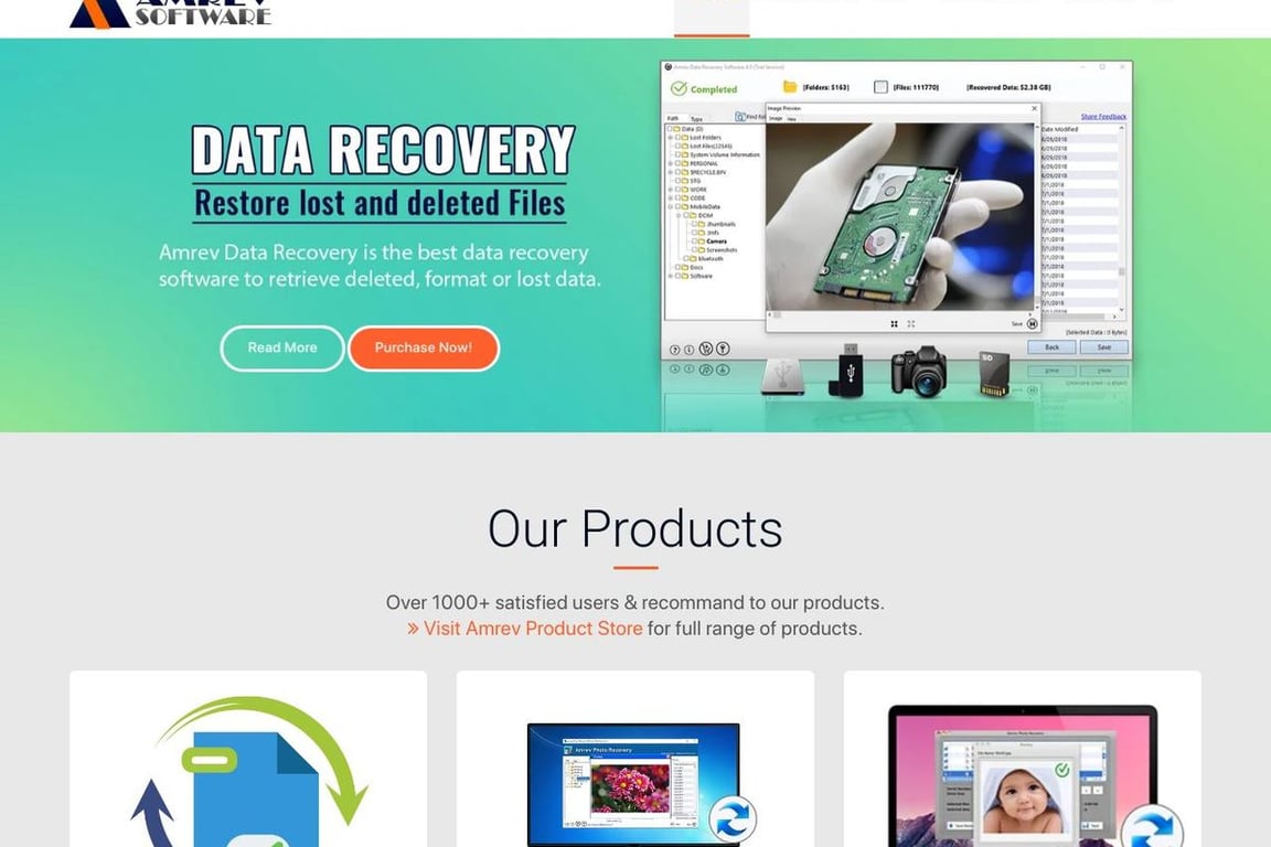 Amrev Software homepage