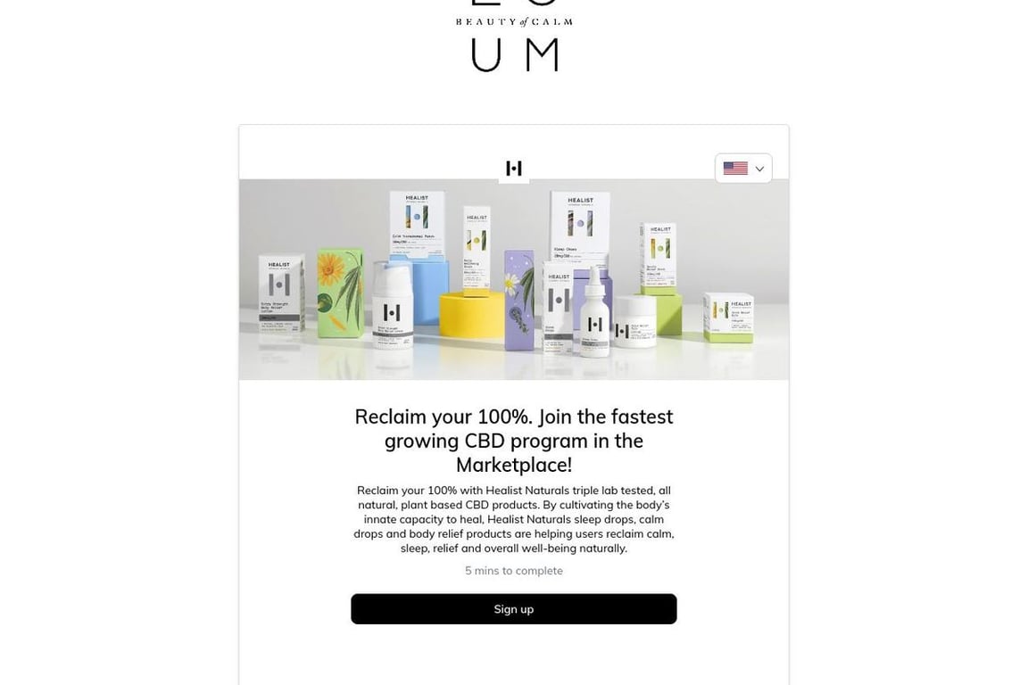 Healist Naturals affiliate program signup page