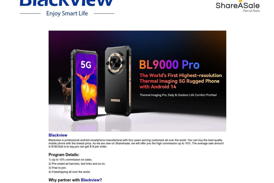 Blackview affiliate program signup page