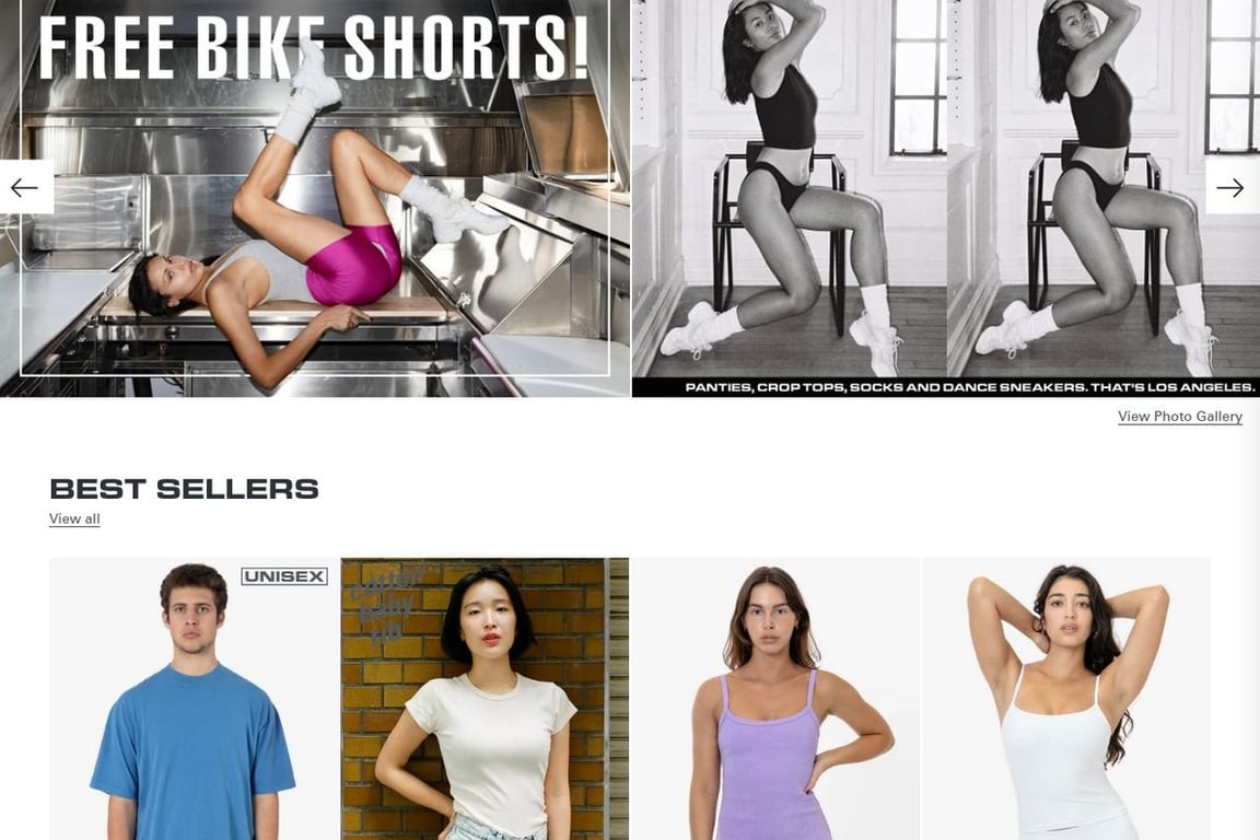 LA Apparel homepage