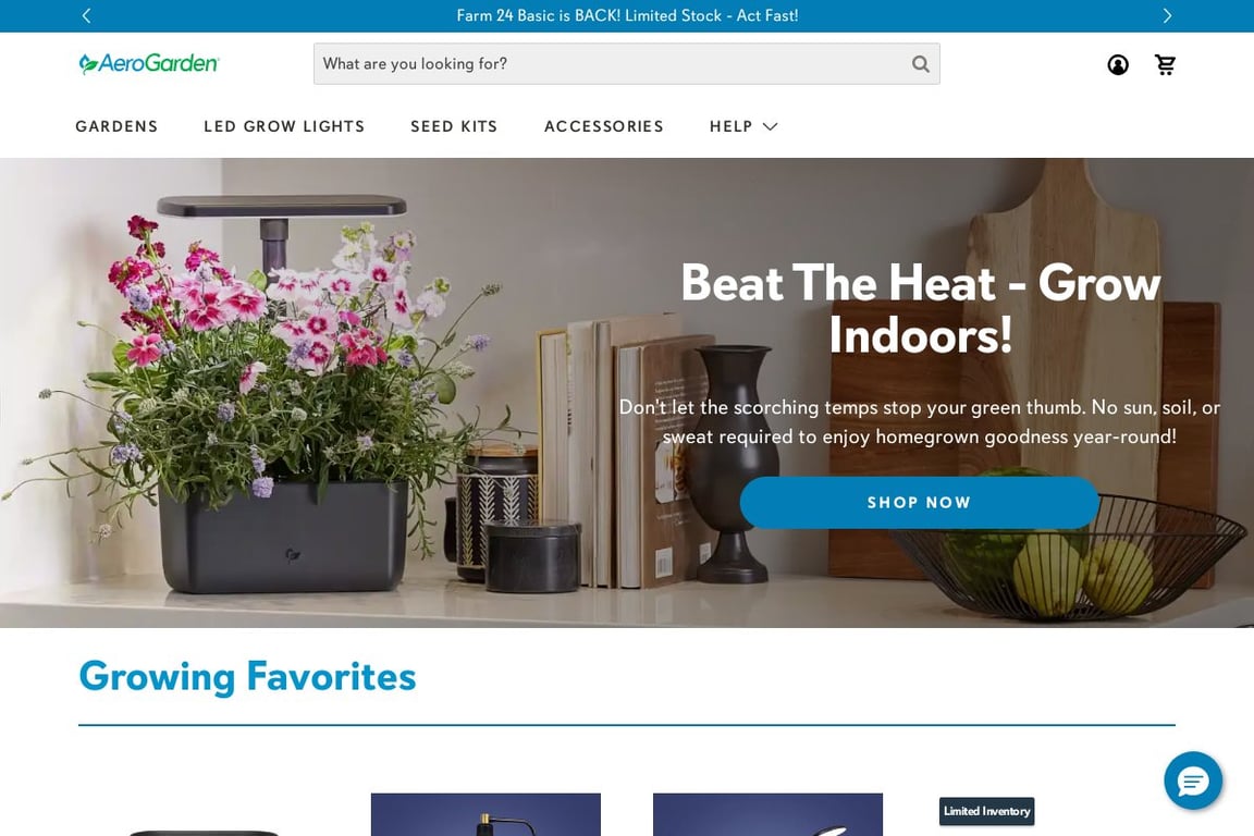 AeroGarden homepage