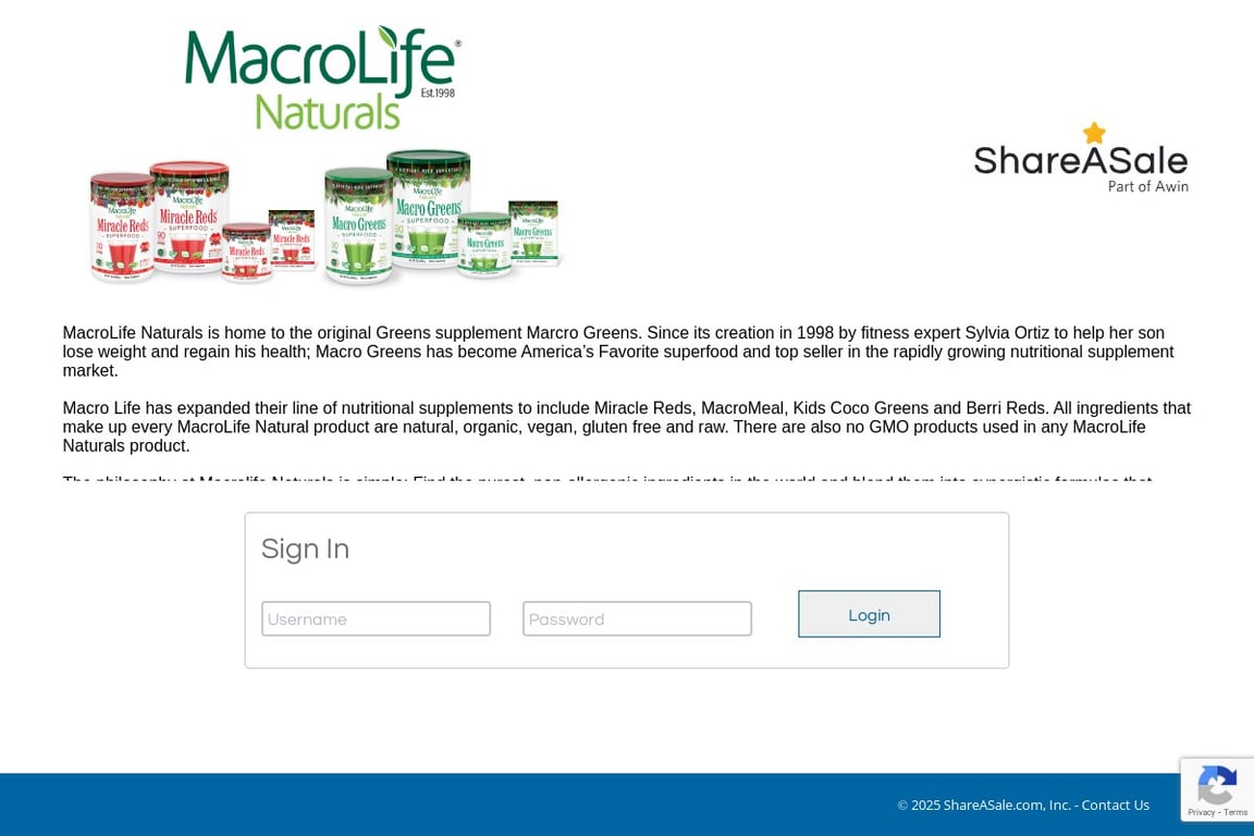 MacroLife Naturals affiliate program signup page