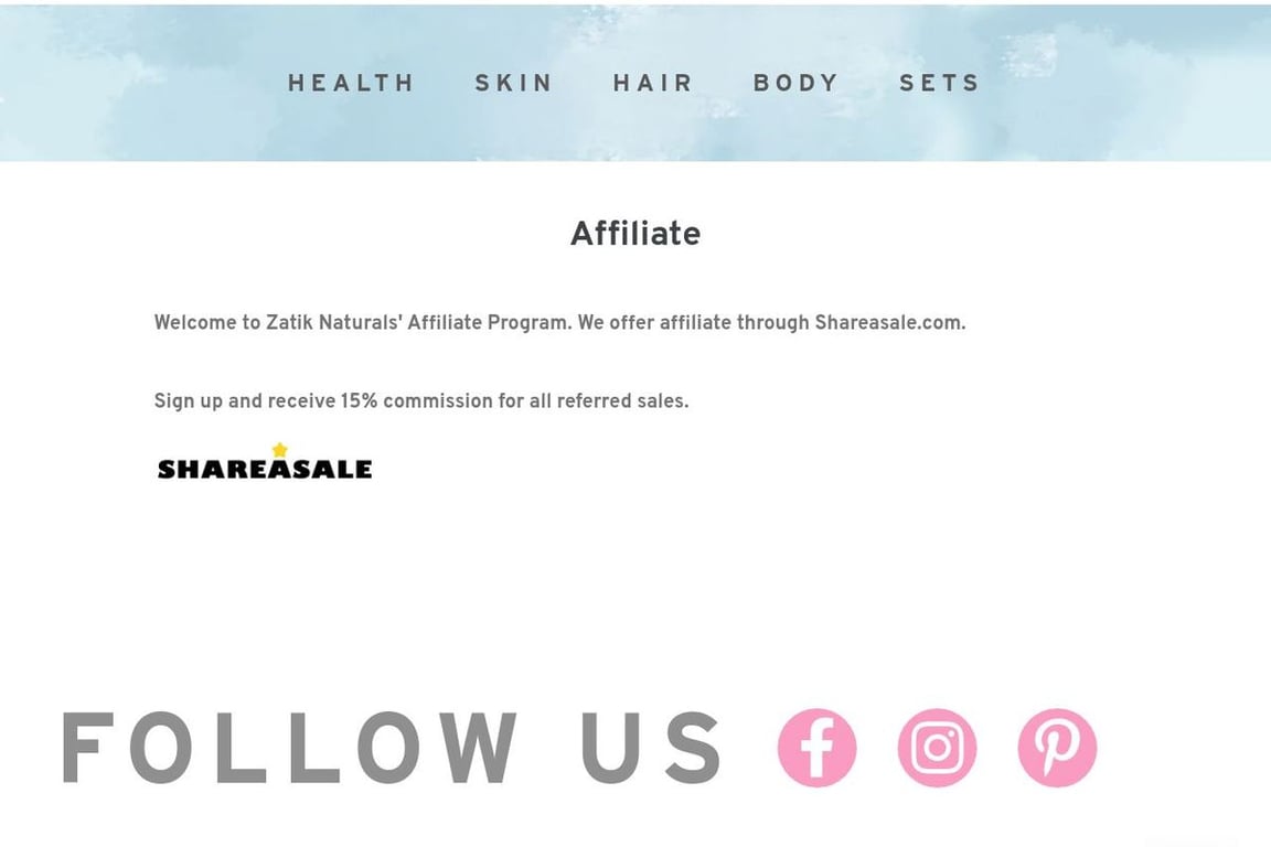 Zatik affiliate program signup page