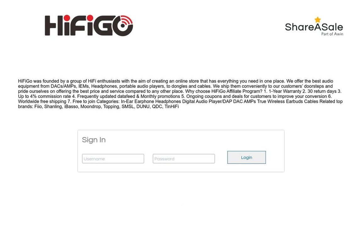 HiFiGo affiliate program signup page