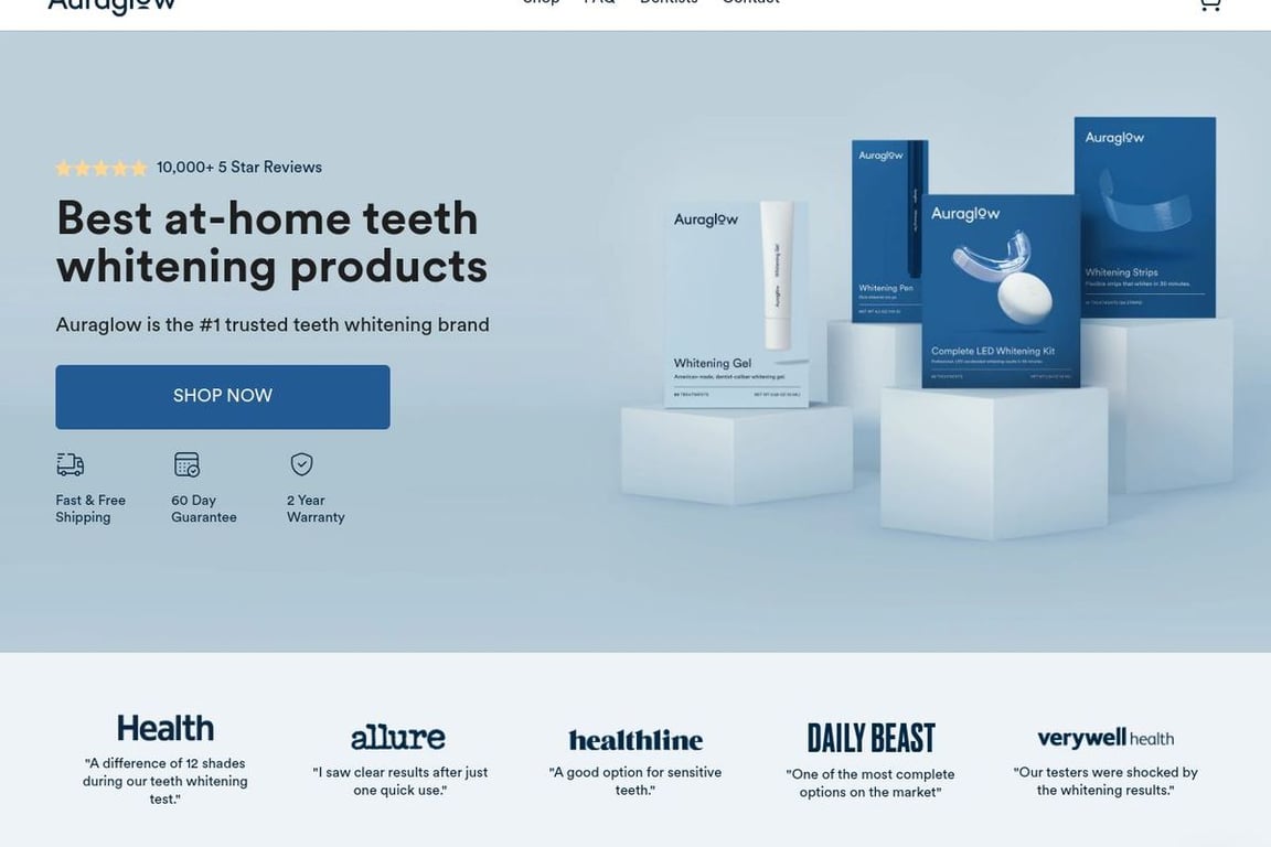 Auraglow homepage