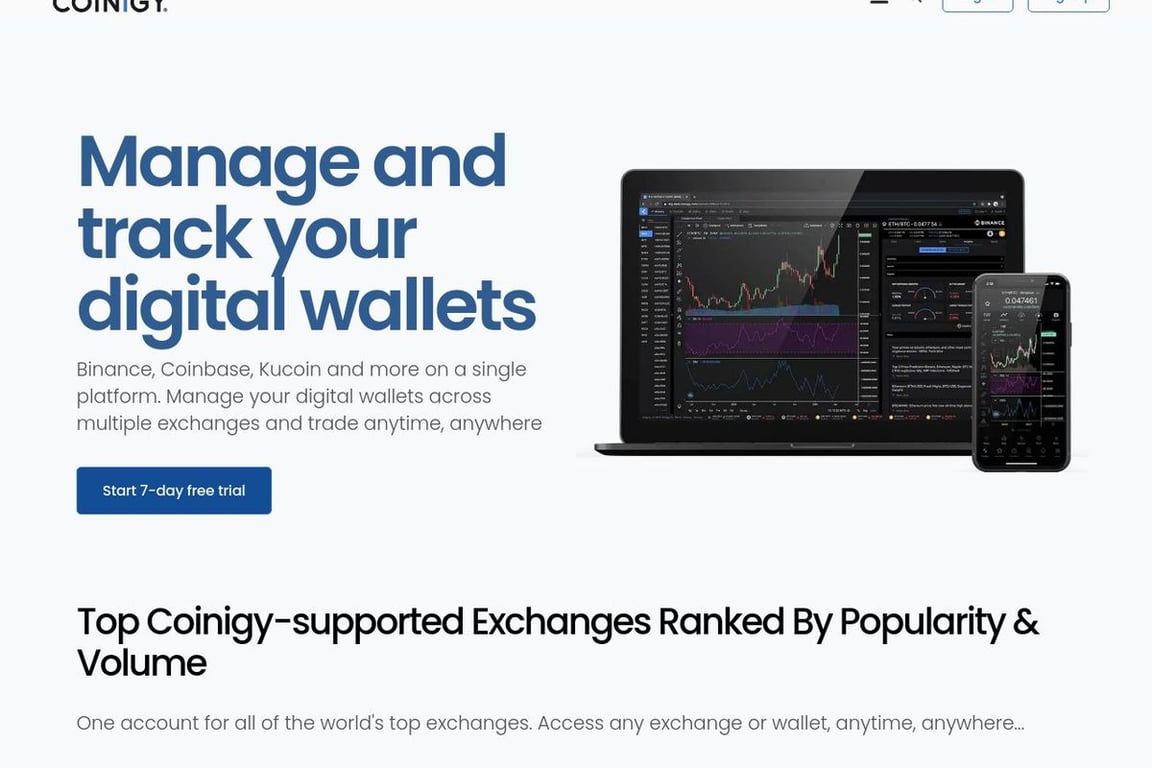 Coinigy homepage
