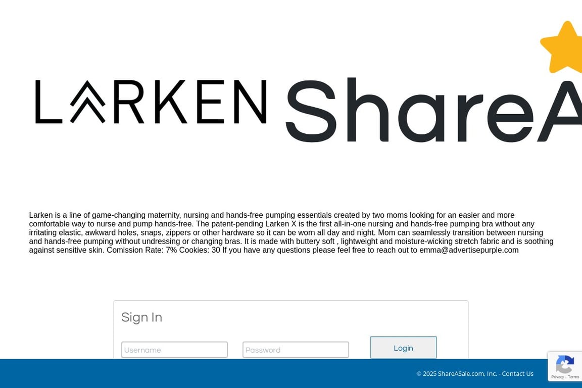 Larken affiliate program signup page