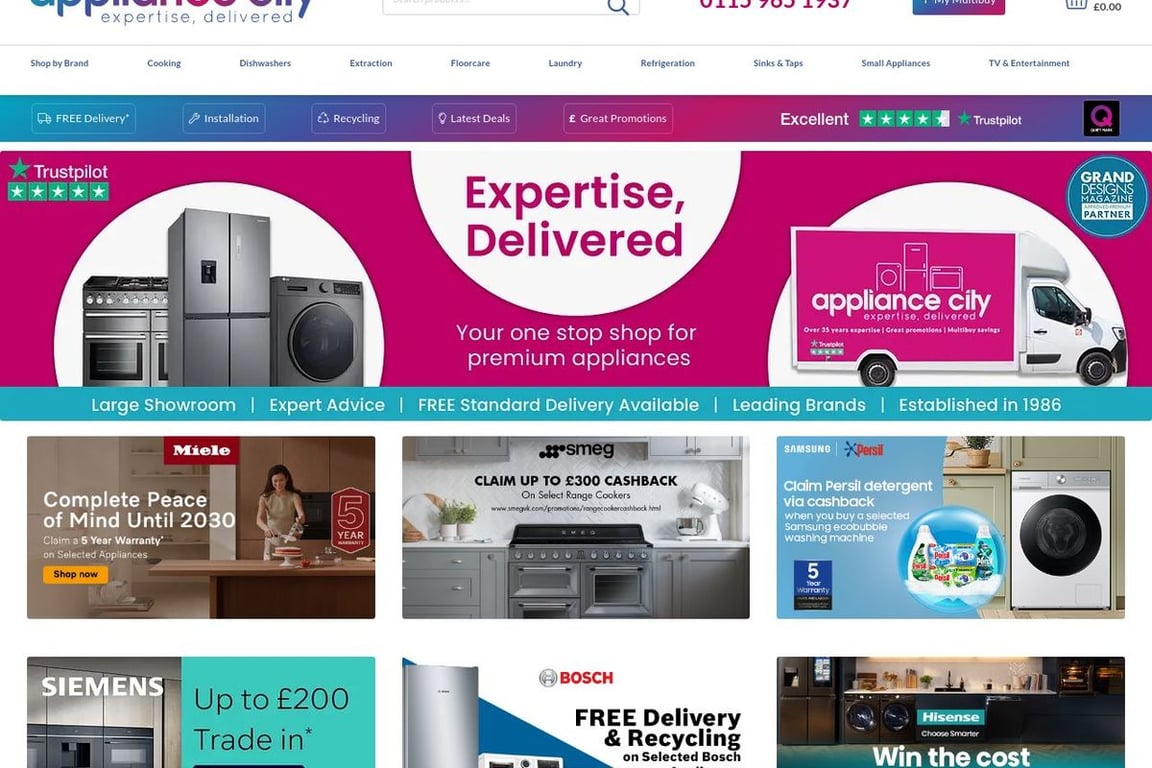 Appliance City homepage