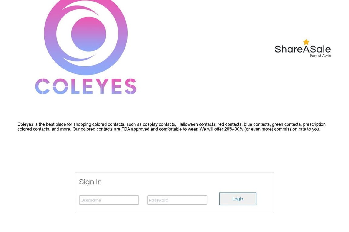Coleyes affiliate program signup page