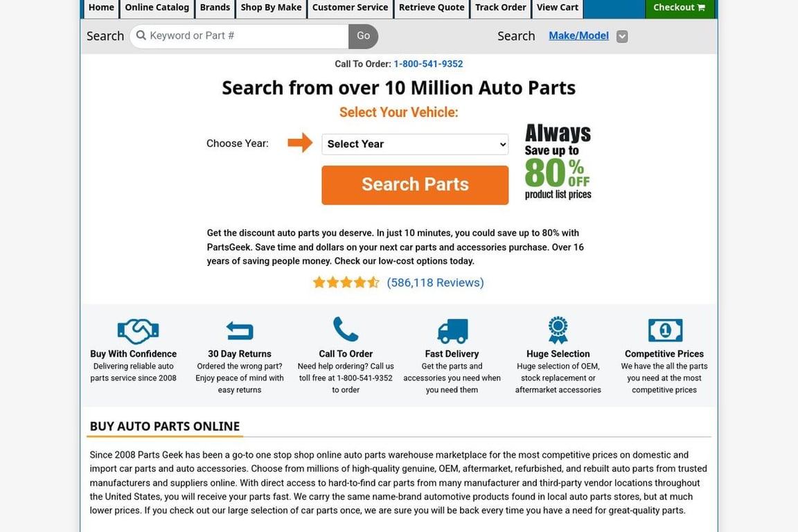 PartsGeek.com homepage