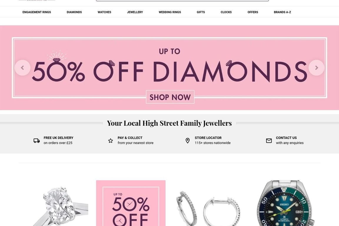 F.Hinds Jewellers homepage