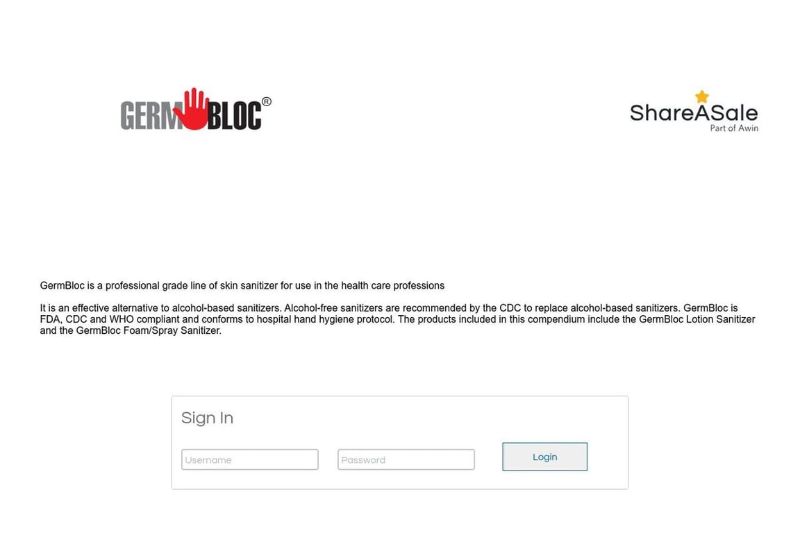 GermBloc affiliate program signup page