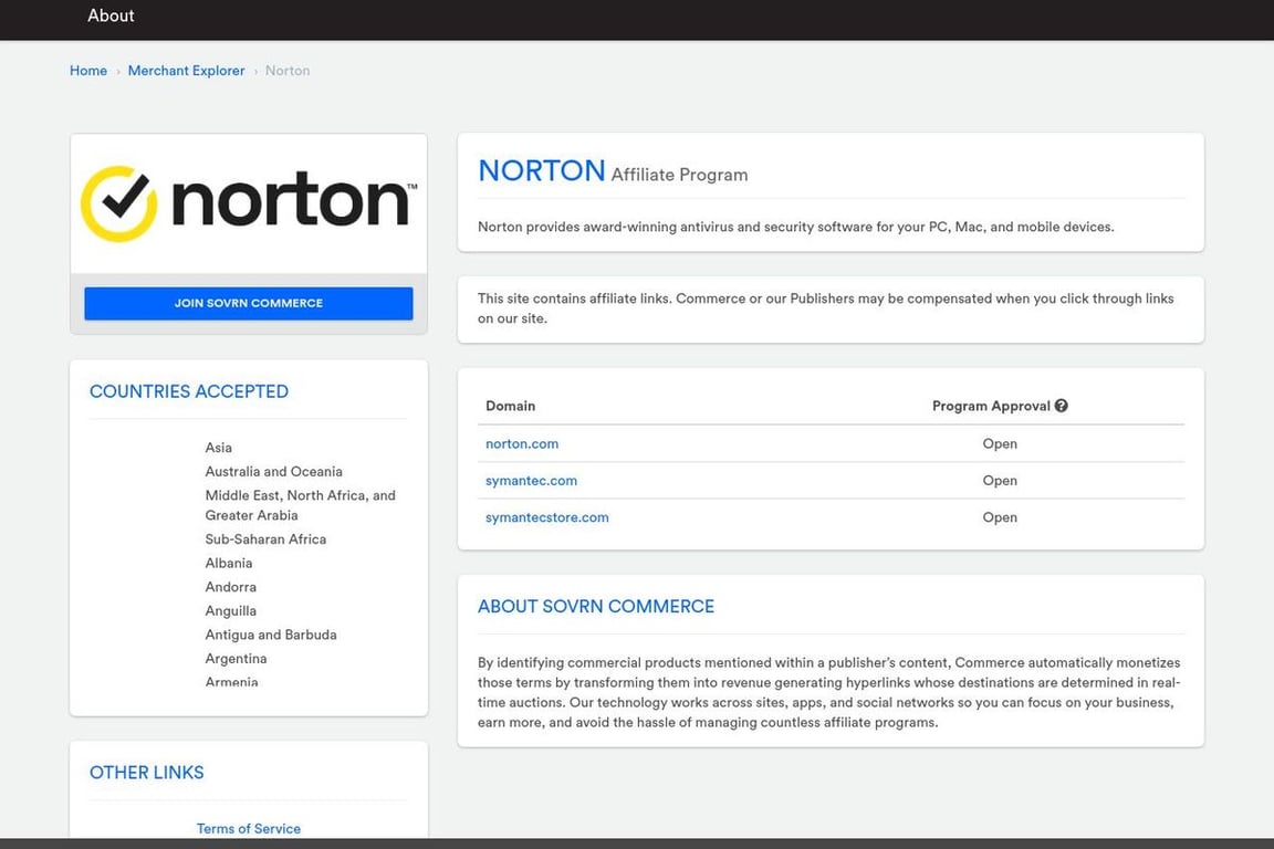 Norton Lifelock affiliate program signup page