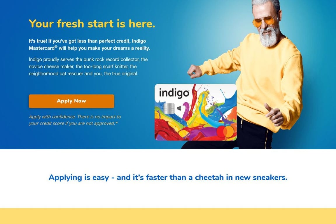 Indigo Platinum Mastercard homepage