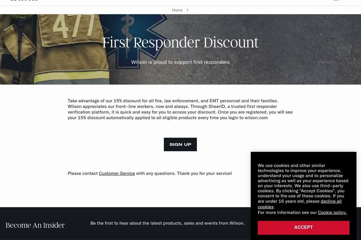 Wilson Sporting Goods affiliate program signup page