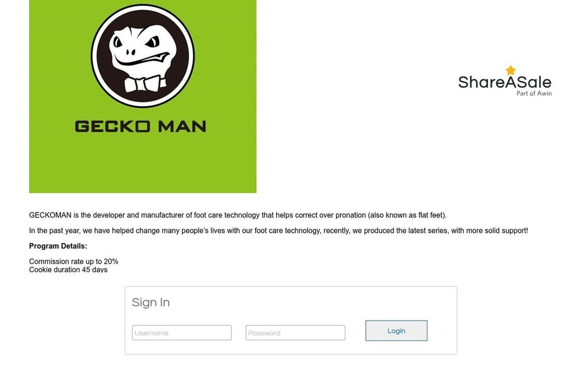 GeckoMan affiliate program signup page