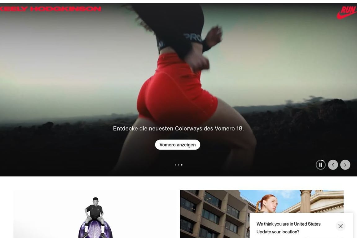 Nike AT homepage