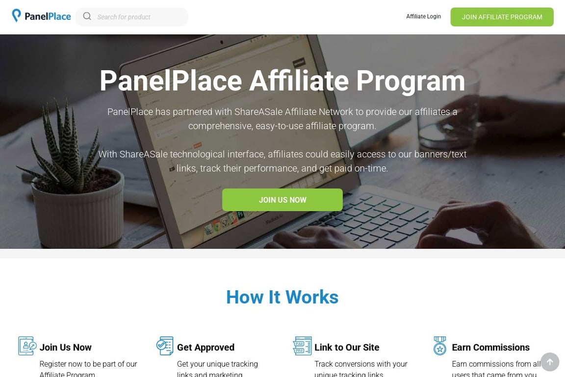 PanelPlace affiliate program signup page