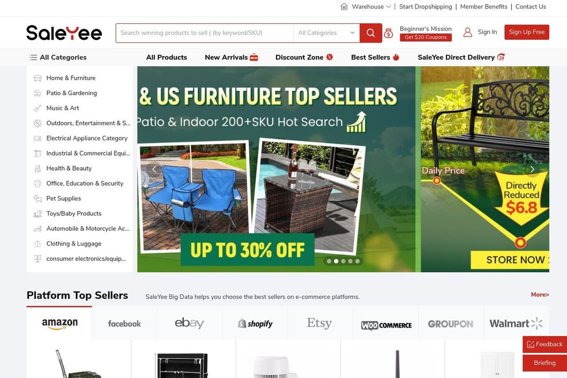 SaleYee homepage