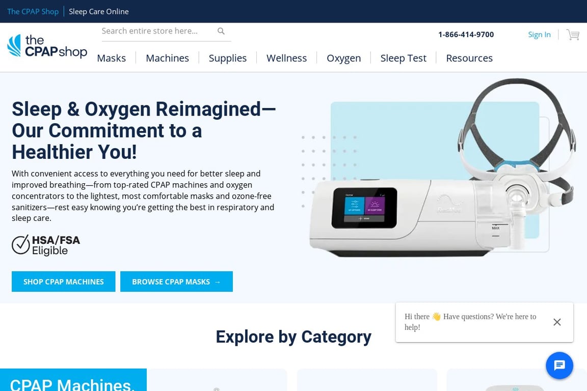 The CPAP Shop homepage