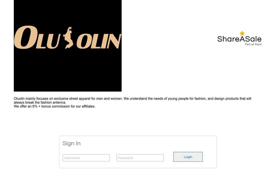 Oluolin affiliate program signup page